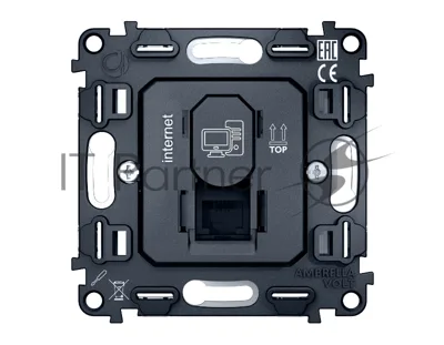 Механизм компьютерной розетки Ambrella Volt RJ-45 (8P8C) CAT6 с автоматической защитной шторкой QUANT VM188