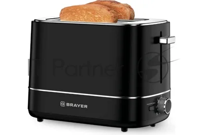 Тостер BRAYER 2118BR черный, 930 Вт, 2 слота