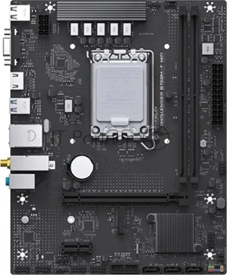 Материнская плата Maxsun Challenger B760M-F WIFI, LGA 1700, Intel B760, 2xDDR4, 3xSATA, 1xM.2, 1xPCIe 4.0 x16, 1xPCIe x1, 1xVGA, 1xHDMI, 1x1Gb LAN, Wi-Fi 5, Bluetooth 4.2, 2xUSB-A 5Gbps, 4xUSB-A 2.0, 3x3.5 мм, 7.1, чёрный, mATX