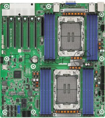 Серверная материнская плата ASRock GNR2D16-2T, 2xE2 (LGA 4710), встроен в процессор, 16xDDR5, 0xSATA, 2xM.2, 5xPCIe 5.0 x16, 1xVGA, 2x10Gb LAN, IPMI, 2xUSB-A 5Gbps, SSI EEB
