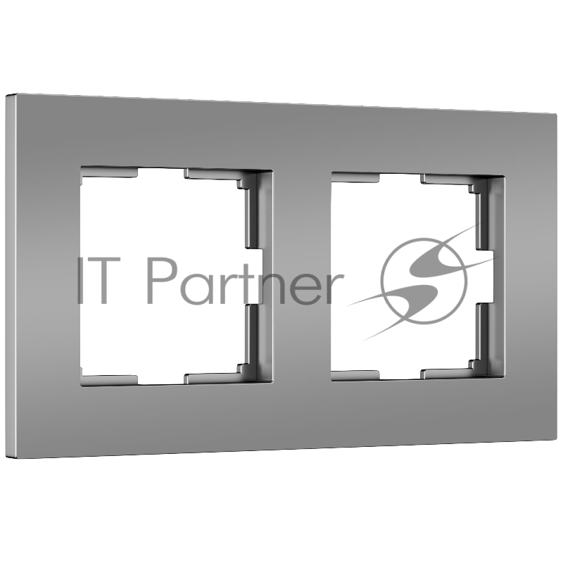 Рамка на 2 поста Slab (серебро софт) W0022965