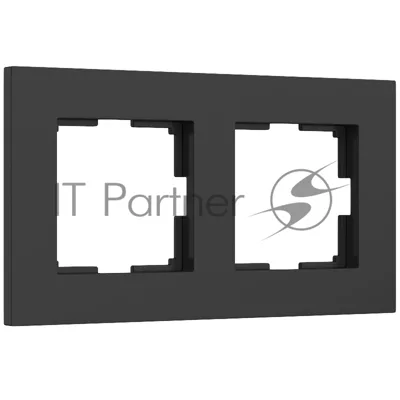Рамка на 2 поста Slab (черный софт) W0022908
