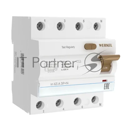 Устройство защитного отключения Werkel 3P+N 63 A 30m А АС 6 kА W914P636