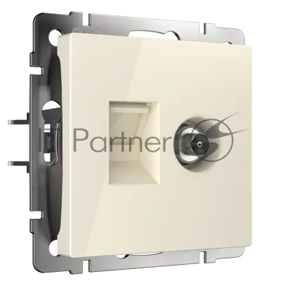 Розетка ТВ+Ethernet RJ-45 6 cat.(слоновая кость)