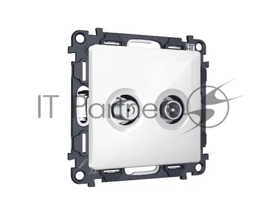 Комплект механизма розетки TV оконечной + SAT 5-862MHz 3.5dB/950-2150MHz 3.5dB ALFA Белый глянец QUANT (AP1133, VM217) MA113310