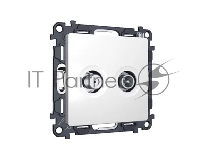Комплект механизма розетки TV оконечной + SAT 5-862MHz 3.5dB/950-2150MHz 3.5dB ALFA Белый матовый QUANT (AP1333, VM217) MA133310