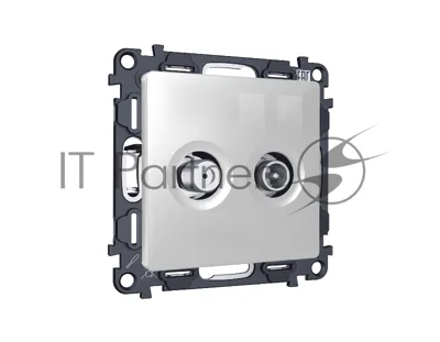 Комплект механизма розетки TV оконечной + SAT 5-862MHz 3.5dB/950-2150MHz 3.5dB ALFA Серебро глянец QUANT (AP4133, VM217) MA413310