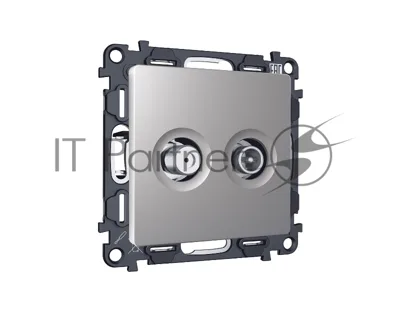 Комплект механизма розетки TV оконечной + SAT 5-862MHz 3.5dB/950-2150MHz 3.5dB ALFA Сталь матовый QUANT (AP5133, VM217) MA513310