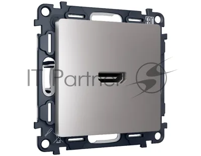 Комплект механизма розетки HDMI 2.0 ALFA Сталь матовый 40V/500mA 2.0GHz 5-18Gbit/s QUANT (AP5140, VM222) MA514010