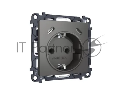 Комплект механизма электрической розетки 2USB С+C 20W с/з на винтовых зажимах 16A-250V ALFA Антрацит серый QUANT (AP6605, VM165) MA660510