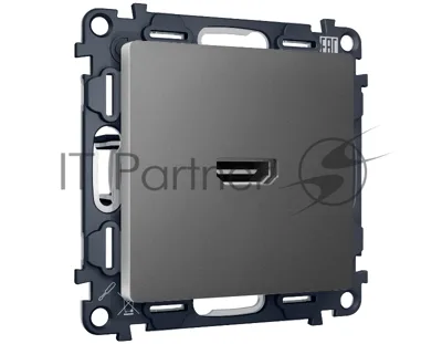 Комплект механизма розетки HDMI 2.0 ALFA Антрацит серый 40V/500mA 2.0GHz 5-18Gbit/s QUANT (AP6640, VM222) MA664010