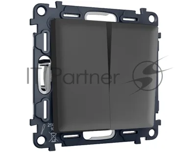 Комплект механизма 2-кл выключателя ALFA Графит мягкое касание QUANT (AP9030, VM115) MA903010