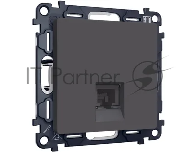 Комплект механизма компьютерной розетки ALFA Графит мягкое касание RJ-45(8P8C) CAT6 с шторкой QUANT (AP9120, VM188) MA912010