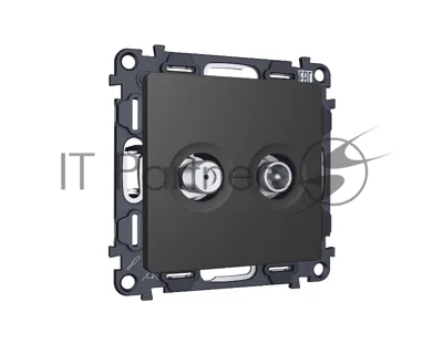 Комплект механизма розетки TV оконечной + SAT 5-862MHz 3.5dB/950-2150MHz 3.5dB ALFA Графит мягкое касание QUANT (AP9133, VM217) MA913310