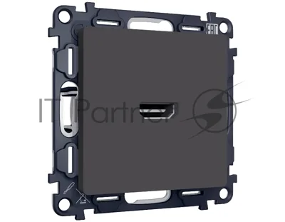 Комплект механизма розетки HDMI 2.0 ALFA Графит мягкое касание 40V/500mA 2.0GHz 5-18Gbit/s QUANT (AP9140, VM222) MA914010