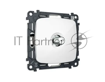 Комплект механизма TV розетки SAT 5-2400MHz 3.5dB OMEGA Белый глянец QUANT (OP1130, VM215) MO113050