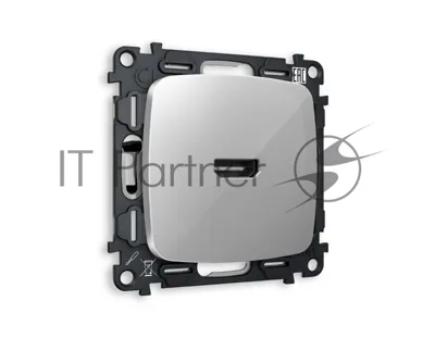 Комплект механизма розетки HDMI 2.0 OMEGA Серебро глянец 40V/500mA 2.0GHz 5-18Gbit/s QUANT (OP4140, VM222) MO414010