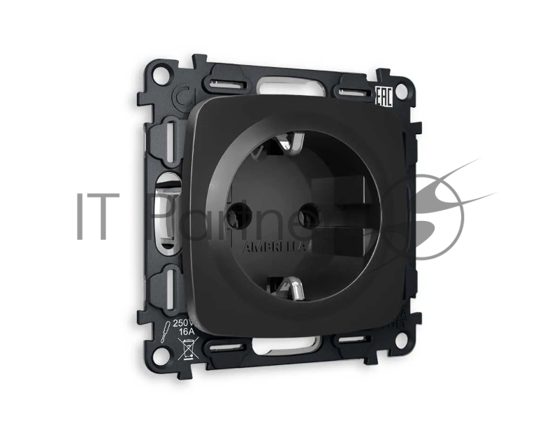Комплект механизма электрической розетки OMEGA Черный матовый с/з на винтовых зажимах QUANT (OP8060, VM141) MO806010
