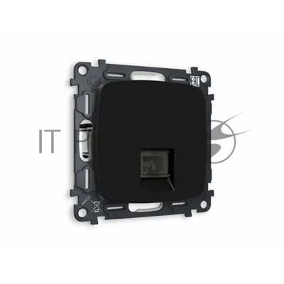 Комплект механизма телефонной розетки OMEGA Черный матовый RJ-11(4P4C) с шторкой QUANT (OP8120, VM190) MO812030