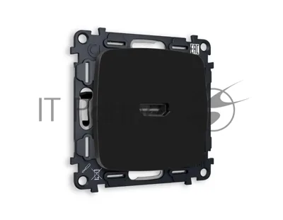 Комплект механизма розетки HDMI 2.0 OMEGA Черный матовый 40V/500mA 2.0GHz 5-18Gbit/s QUANT (OP8140, VM222) MO814010
