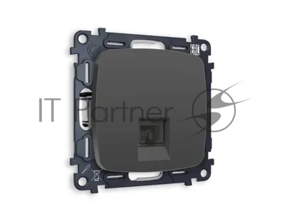 Комплект механизма телефонной розетки OMEGA Графит мягкое касание RJ-11(4P4C) с шторкой QUANT (OP9120, VM190) MO912030