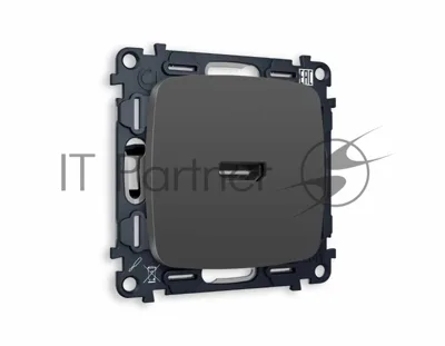 Комплект механизма розетки HDMI 2.0 OMEGA Графит мягкое касание 40V/500mA 2.0GHz 5-18Gbit/s QUANT (OP9140, VM222) MO914010