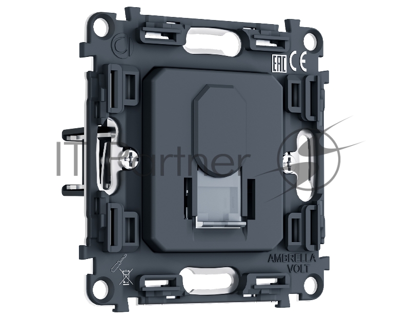 PR188 Механизм компьютерной розетки RJ-45 (8P8C) CAT6 с автоматической защитной шторкой QUANT PRO