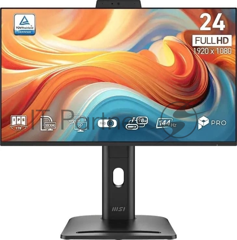Монитор MSI PRO MP245PDG E14 23.8" 16:9 FHD(1920x1080) IPS Flat,1ms(MPRT),1300:1,100M:1,300nits,Webcam,HDMI,DP,Type-C,Type-B, 2xType A,LAN,Speaker,Tilt,Swivel,Height,Pivot,VESA,144Hz,Black,1y war-ty