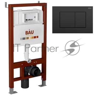 Инсталляция BAU PRO для подвесного унитаза, клавиша смыва BAU Stil для инсталляции, черный матовый
