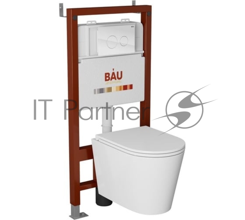 Комплект BAU 6 в 1: инсталляция BAU PRO, унитаз подвесной торнадо Bau Nimb Hurricane-2, сиденье дюропласт микролифт, клавиша из стекла BAU Dream