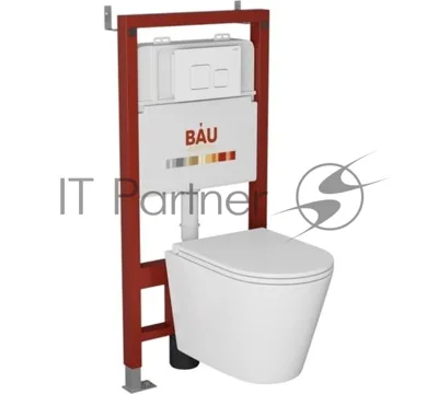 Комплект BAU 6 в 1: инсталляция BAU PRO, унитаз подвесной торнадо Bau Nimb Hurricane-2, сиденье дюропласт микролифт, кнопка смыва BAU Soul, белая