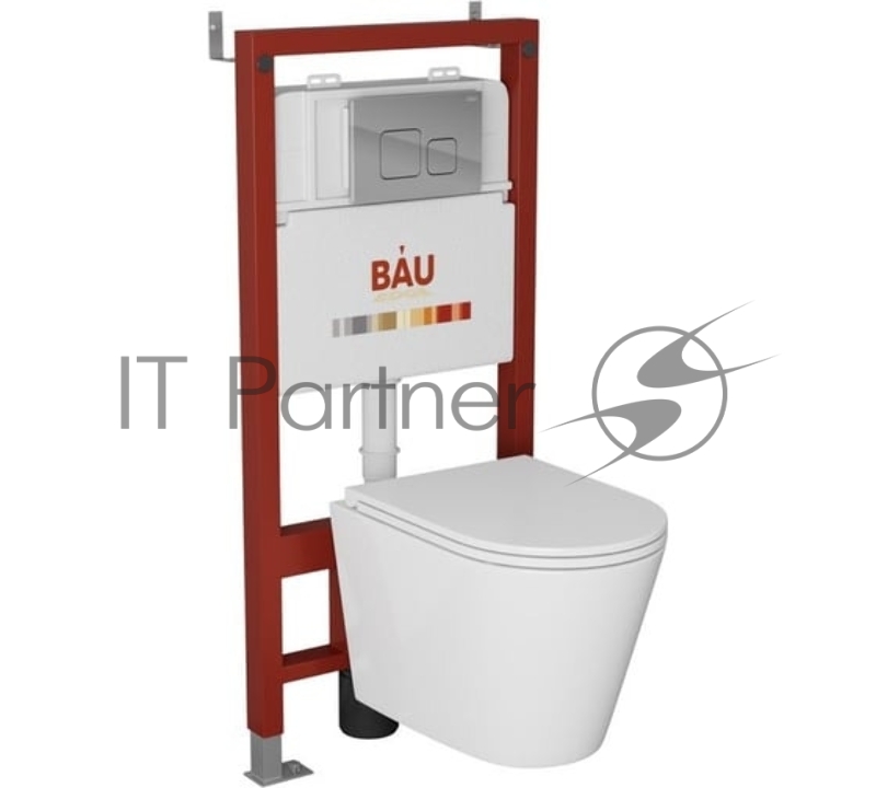 Комплект BAU 6 в 1: инсталляция BAU PRO, унитаз подвесной торнадо Bau Nimb Hurricane-2, сиденье дюропласт микролифт, кнопка смыва BAU Soul, хром