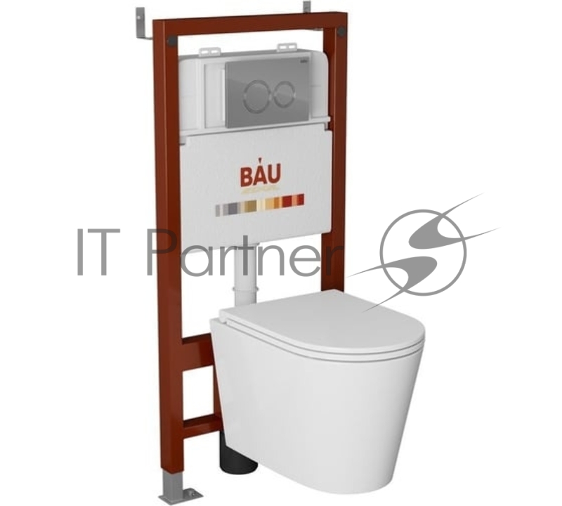Комплект BAU 6 в 1: инсталляция BAU PRO, унитаз подвесной торнадо Bau Nimb Hurricane-3, сиденье дюропласт микролифт, клавиша BAU Dream, хром