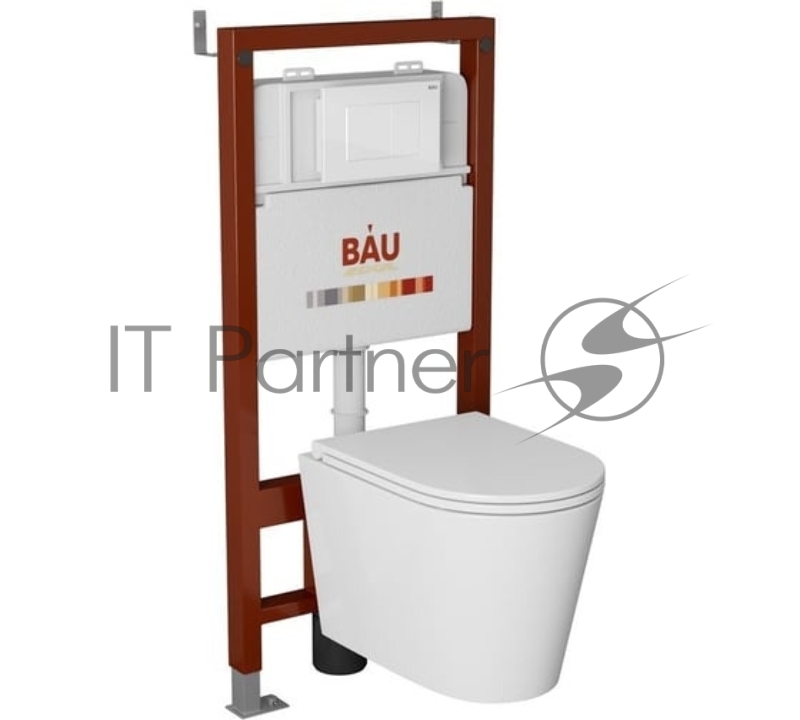 Комплект BAU 6 в 1: инсталляция BAU PRO, унитаз подвесной торнадо Bau Nimb Hurricane-3, сиденье дюропласт микролифт, клавиша BAU Stil, белый глянец