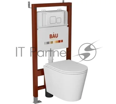 Комплект BAU 6 в 1: инсталляция BAU PRO, унитаз подвесной торнадо Bau Nimb Hurricane-3, сиденье дюропласт микролифт, кнопка смыва BAU Soul, белая