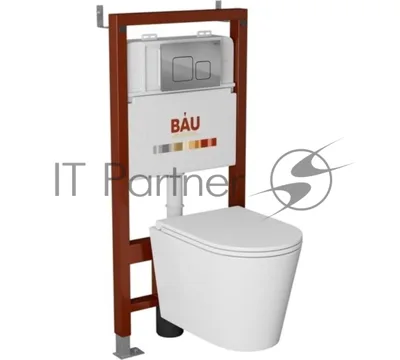 Комплект BAU 6 в 1: инсталляция BAU PRO, унитаз подвесной торнадо Bau Nimb Hurricane-3, сиденье дюропласт микролифт, кнопка смыва BAU Soul, хром