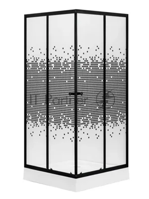 Душевой уголок BAU Stil квадратный с поддоном 80x80х195, прозрачное закаленное стекло с черным рисун