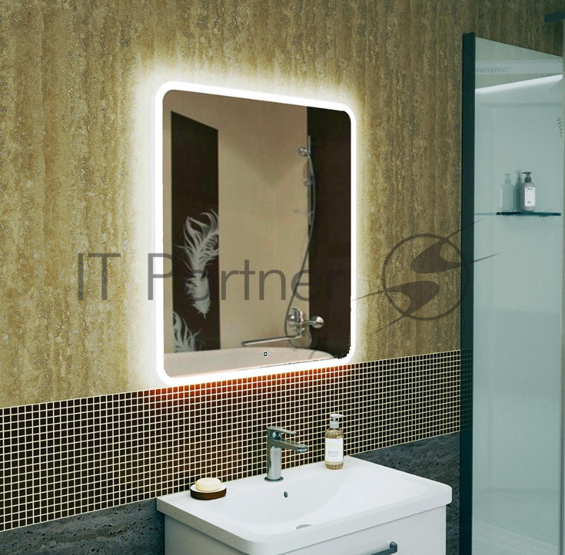 Зеркало Bau Stil 70х80, сенсорная LED подсветка, пластиковый защитный корпус