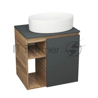 Тумба Bau Dream Blackwood 60 правая, графит, раковина BAU Nimb 50х36
