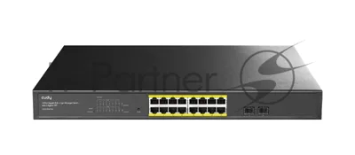 Коммутатор CUDY GS1016EPS2, 16×1 Гбит/с PoE+ + 2×1 Гбит/с SFP, настраиваемый