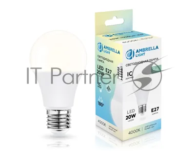 Лампа светодиодная 602004 LED A60 20W IC E27 4000K 175-265V