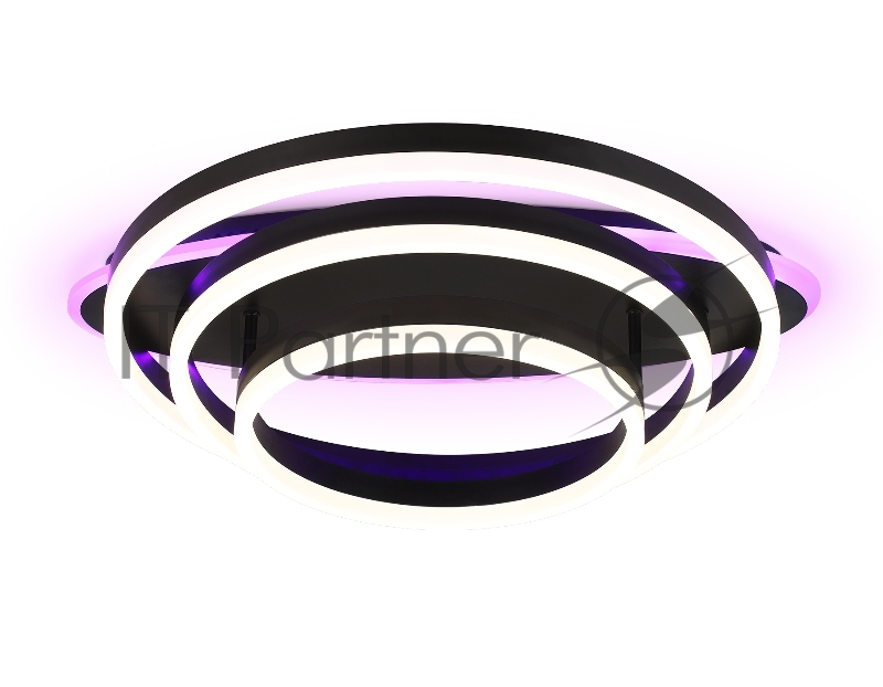 Потолочный светодиодный светильник FA8524 BK черный 146W 3000K-6400K+RGB 560*500*150 (ПДУ РАДИО 2.4G)