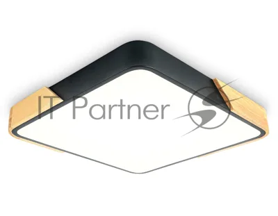 Потолочный светодиодный светильник Ambrella light FZ1317 BK/LW черный/светлое дерево 45W 5000K 500*500*50 (без ПДУ)