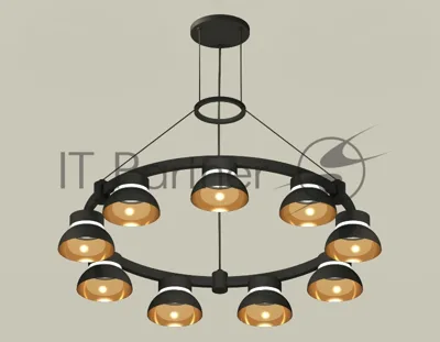Светильник Ambrella light XR92051702/9 SBK/PYG/CL черный песок/золото желтое полированное/прозрачный GX53 (A9205,C9242,N8145)
