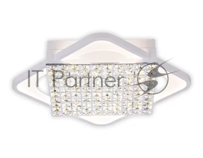 Управляемый светодиодный светильник с хрусталем Ambrella light FA124 WH белый 104W 510*510*110 (ПДУ РАДИО 2.4)
