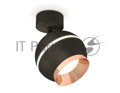 Комплект поворотного светильника Ambrella light XM1102005 SBK/PPG черный песок/золото розовое полированное MR16 GU5.3 LED 3W 4200K