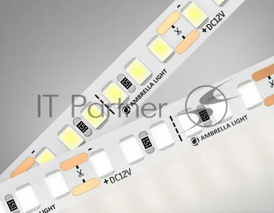 Светодиодная лента Ambrella light GS1302 2835 180Led/ 14.4W m/ 12V IP20 4500K/ 5000*8*1.2mm (2 конт.)