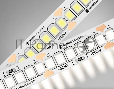 Светодиодная лента Ambrella light GS3302 2835 240Led/ 18W m/ 24V IP20 4500K/ 5000*10*1.2mm (2 конт.)
