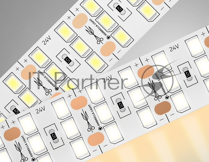 Светодиодная лента Ambrella light GS3901 2835 324Led/ 26W m/ 24V IP20 3000K/ 5000*18*1.2mm (2 конт.)