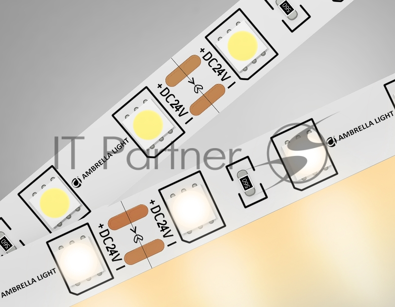 Светодиодная лента Ambrella light GS4001 5050 60Led/ 14.4W m/ 24V IP20 3000K/ 5000*10*1.87mm (2 конт.)